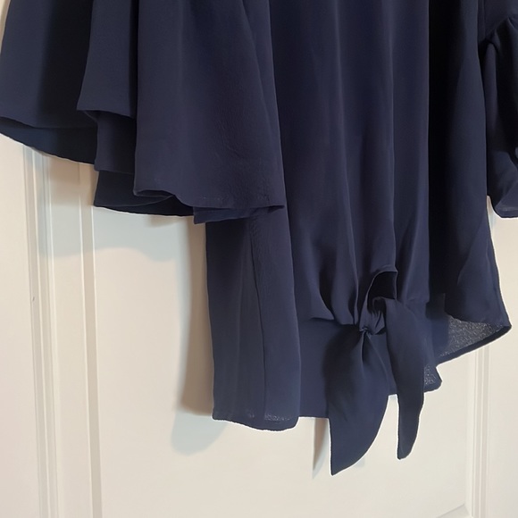 Free as a Bird | Navy ruffle flared sleeve top - Picture 4 of 4